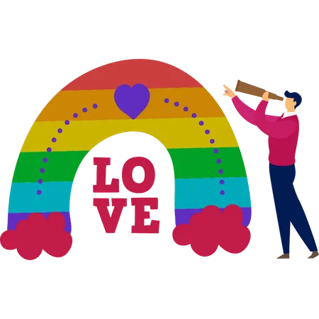 Mann sucht Liebe Regenbogen  Illustration