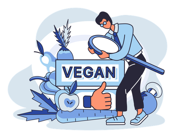 Mann sucht veganes Essen  Illustration