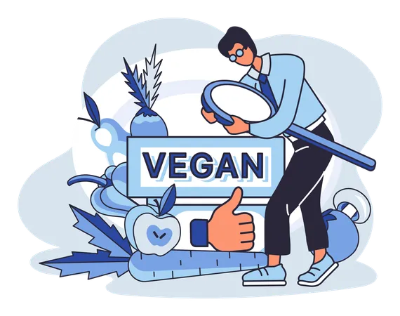 Mann sucht veganes Essen  Illustration