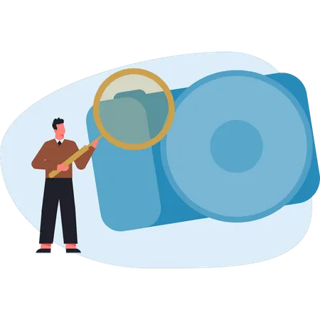 Mann sucht auf Kamerabild  Illustration