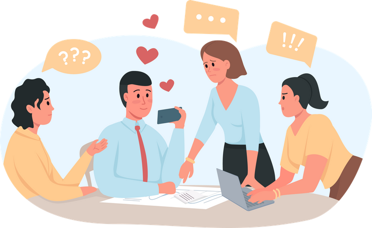 Mann süchtig nach Online-Dating-Dienst  Illustration
