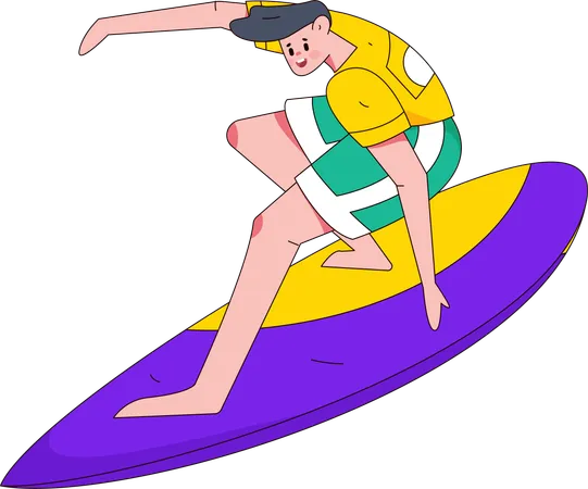 Mann beim Surfen  Illustration