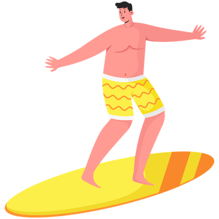 Mann spielt Surfen  Illustration