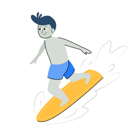 Mann surft im Ozean  Illustration