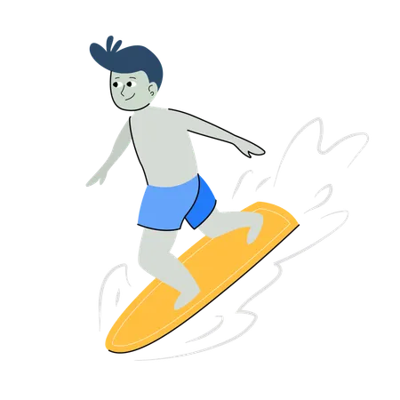 Mann surft im Ozean  Illustration