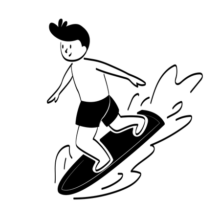 Mann surft im Ozean  Illustration