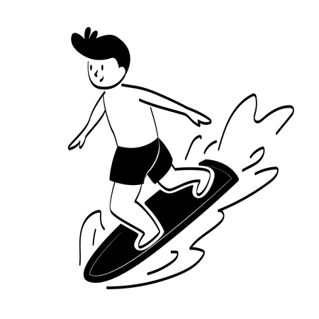 Mann surft im Ozean  Illustration