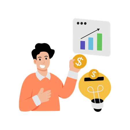 Mann teilt Investitionsideen  Illustration