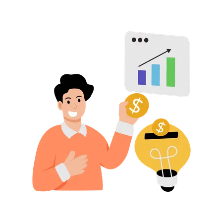 Mann teilt Investitionsideen  Illustration