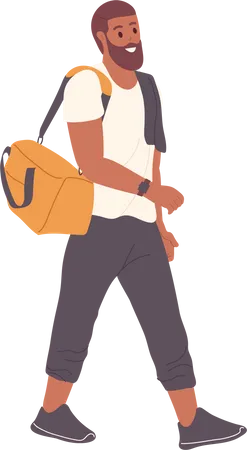 Mann mit Fitnesstasche auf dem Weg zum Fitness-Kurs  Illustration