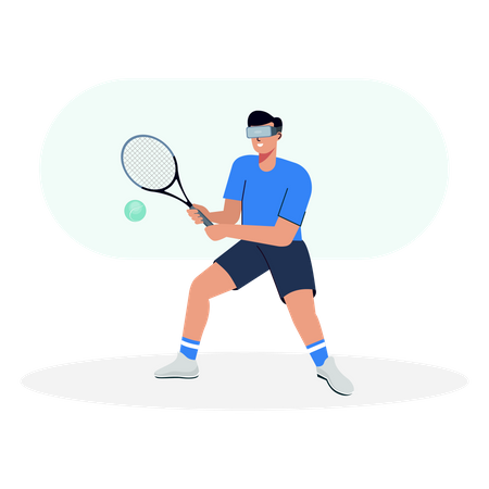 Mann trägt VR-Brille und spielt Tischtennis  Illustration