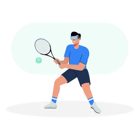 Mann trägt VR-Brille und spielt Tischtennis  Illustration