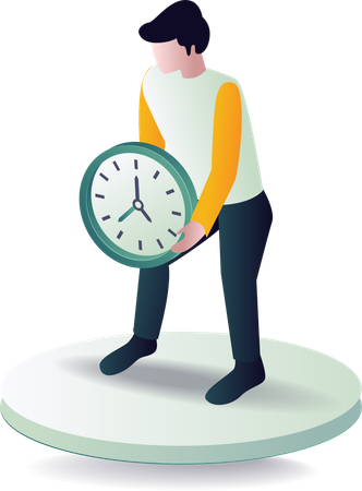 Mann trägt Wanduhr Zeit  Illustration