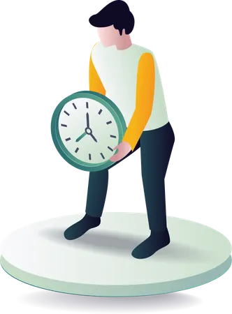 Mann trägt Wanduhr Zeit  Illustration
