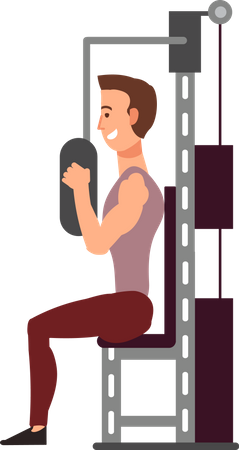 Mann beim Training im Fitnessstudio  Illustration