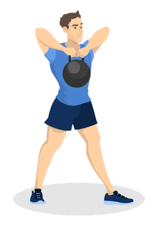 Mann beim Training mit Kettlebell  Illustration