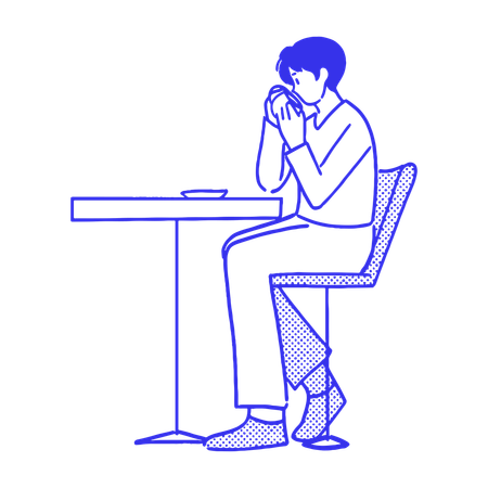 Mann trinkt im Café  Illustration