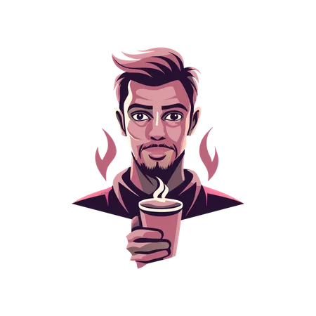 Mann trinkt Kaffee  Illustration