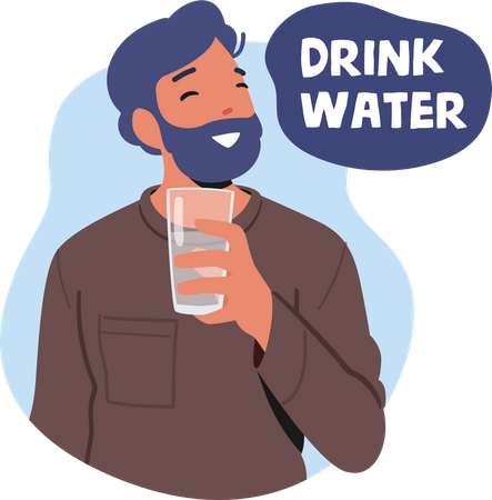 Mann trinkt Wasser  Illustration