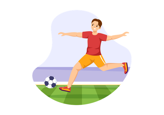 Mann kickt Fußball  Illustration