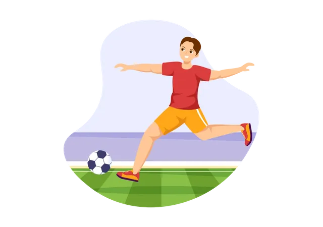 Mann kickt Fußball  Illustration