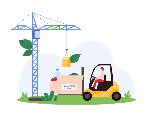 Mann übergibt Spende  Illustration
