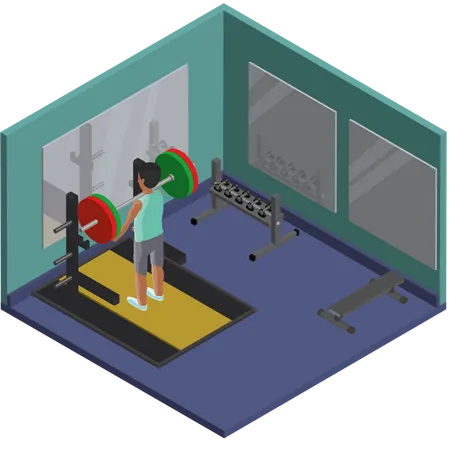 Mann beim Überkopfdrücken im Fitnessstudio  Illustration