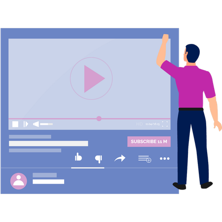 Mann überprüft seine Videoaufrufe  Illustration