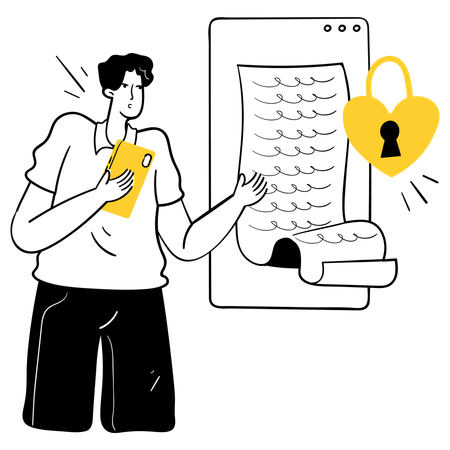 Mann überprüft Sicherheitsrichtlinien  Illustration