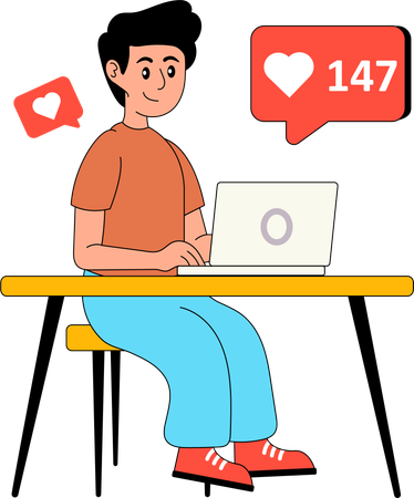 Mann überprüft Social Likes  Illustration