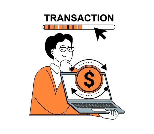 Mann überweist Online-Geld  Illustration