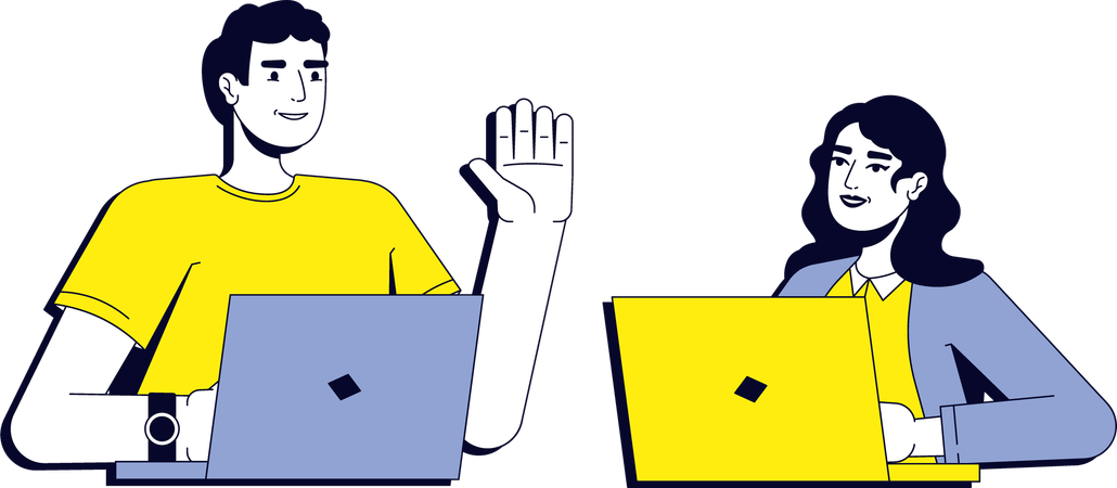 Mann und Frau arbeiten am Laptop  Illustration