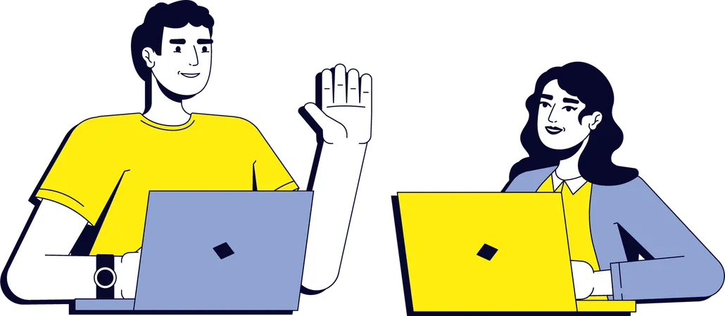 Mann und Frau arbeiten am Laptop  Illustration