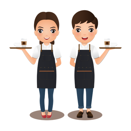 Barista-Mann und Barista-Frau  Illustration