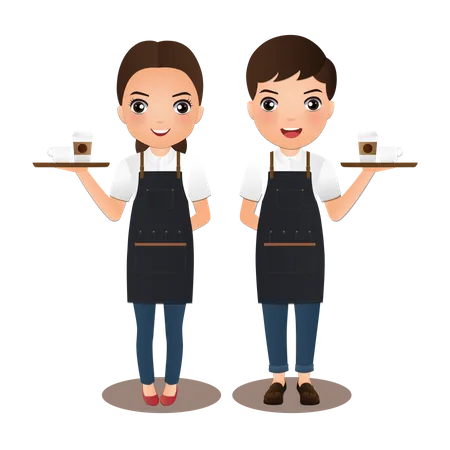 Barista-Mann und Barista-Frau  Illustration