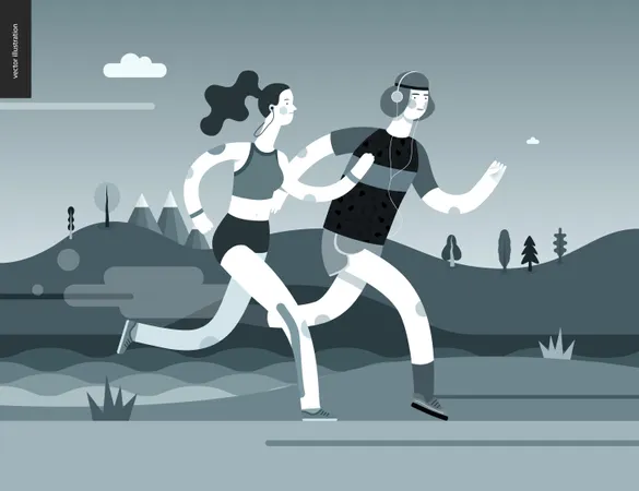 Mann und Frau beim Joggen  Illustration