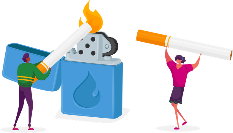 Mann und Frau beim Rauchen  Illustration