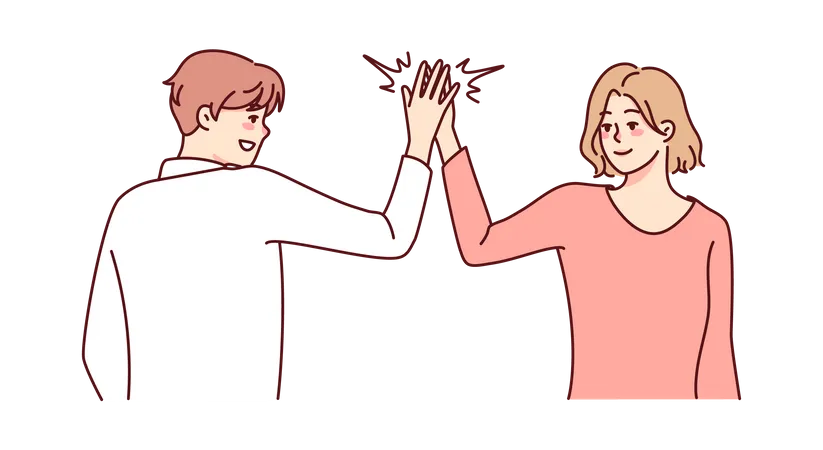 Mann und Frau geben sich High Five  Illustration