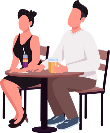 Mann und Frau genießen Drinks beim ersten Date  Illustration