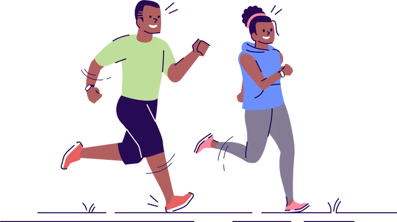 Mann und Frau joggen zusammen  Illustration