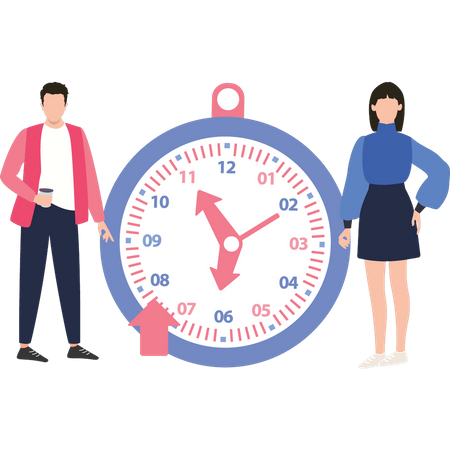 Mann und Frau managen die Zeit  Illustration