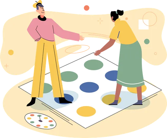 Mann und Frau spielen zu Hause  Illustration