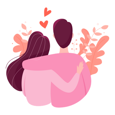 Mann und Frau umarmen sich  Illustration