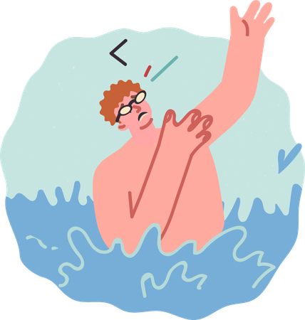 Mann im Wasser versunken  Illustration