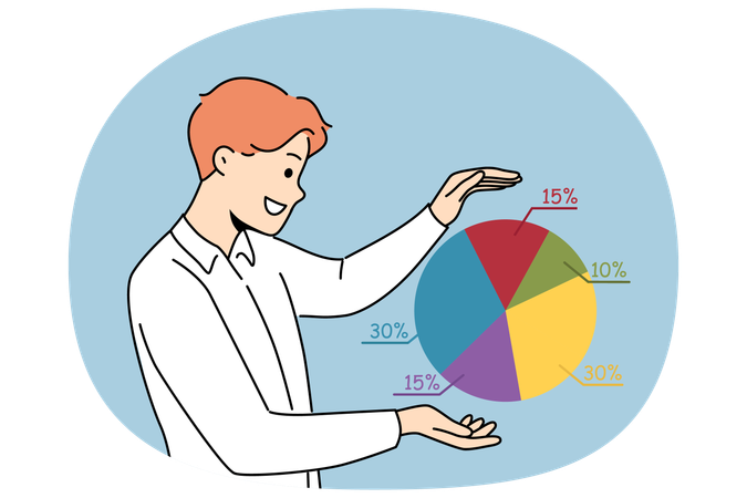Ein Unternehmensanalyst betrachtet ein Diagramm  Illustration
