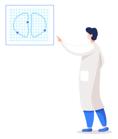 Mann untersucht MRT-Scan-Bericht  Illustration