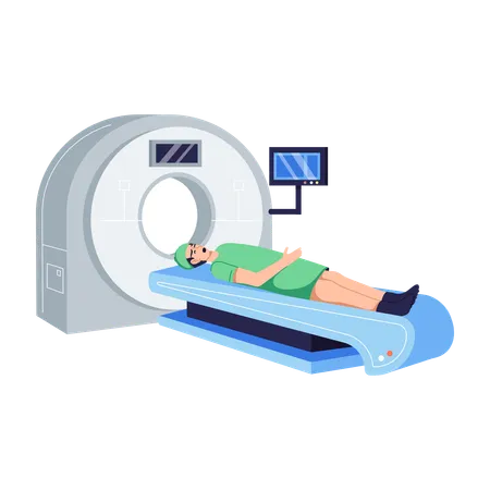 Mann unterzieht sich einer Magnetresonanztomographie  Illustration