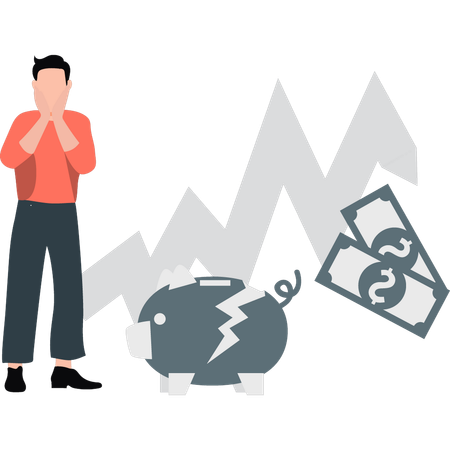 Mann verärgert über Verlustinvestition in Unternehmen  Illustration