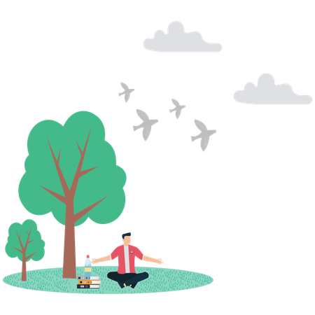 Mann verbringt Zeit in der Natur  Illustration