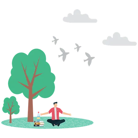 Mann verbringt Zeit in der Natur  Illustration